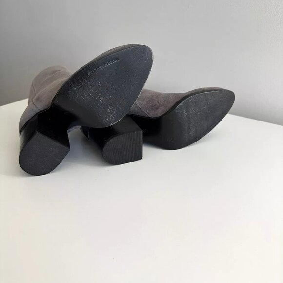 Women's ALEXANDER WANG Gabi Gray Suede Cutout Chunky Heel Ankle Boots Size 38 - Picture 7 of 8